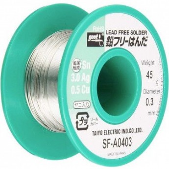 Бессвинцовый проволочный припой GOOT SF-A Sn96.5/Ag3/Cu0.5 45 г COCTAB-(SN-AG-CU)