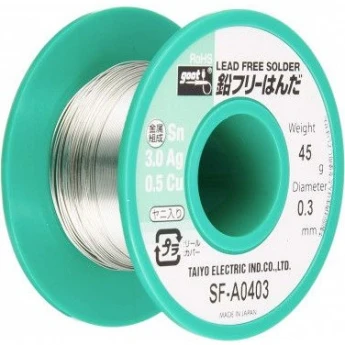 Бессвинцовый проволочный припой GOOT SF-A Sn96.5/Ag3/Cu0.5 45 г COCTAB-(SN-AG-CU)